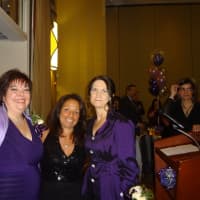 <p>L-R: Yorktown Relay for Life leaders Jane McCarthy, Donna D&#x27;Andrea and Monnica Garrigan brought their &quot;purple power&quot; to Tarrytown Saturday for a charity dinner and casino night.</p>