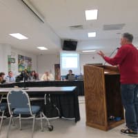 <p>Yorktown Council member Nick Bianco asks school board members to reconsider imposing a usage fee schedule on local athletic clubs.</p>