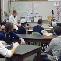 <p>Fox Lane students participated in hands-on programs with scientists and educators from the New York Hall of Science (NYSci) through a distance live-learning video stream.</p>