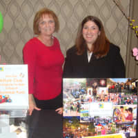 <p>Linda Hugo and Liz Pollack of the Cross Country Shopping Center in Yonkers find potential vendors and event sponsors at the Business Expo in Port Chester.</p>