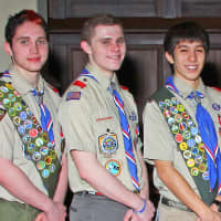<p>From left: Fairfield&#x27;s Thomas Anania, Michael Tommins and James Cheung all reached the rank of Eagle Scout. </p>