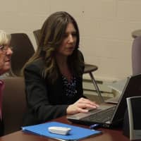 <p>Patricia Cooney, the Ridgefield K-5 mathematics chair, and Kimberly Beck, assistant superintendent, present a new math program and possible curriculum.</p>
