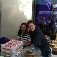 <p>Eloise and Evan Barjak at their bake sale</p>