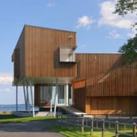 <p>The modern home has its own beach access and unparalleled views of Long Island Sound. </p>