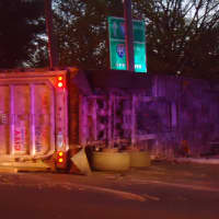 <p>The garbage truck rolled over early Thursday morning at East Avenue and I-95 in Norwalk.</p>
