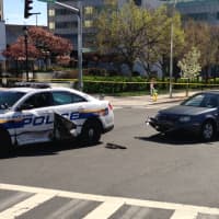 <p>A car crashed into a White Plains police officer&#x27;s car responding to a call Wednesday.</p>