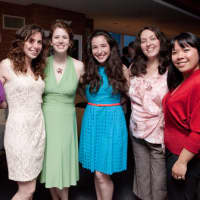 <p>(From L to R) Random Farms Kids&#x27; Theater directors Alexis Grausz, Danielle Roth, and Julie Schwartz Webb pose with producer Anya Wallach, costume mistress Terri Canziani and director Natalie Gray.</p>