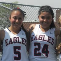 <p>Eastchester sophomores Jordyn DiCostanzo and Clarissa Mejia each scored her career 100th varsity goal.</p>