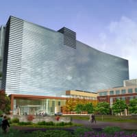 <p>A rendering of the front entrance of the new Stamford Hospital, expected to open in 2016. </p>
