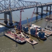 <p>An accident and a water main break jammed the New York State Thruway near the Tappan Zee Bridge in Rockland County early Tuesday.</p>
