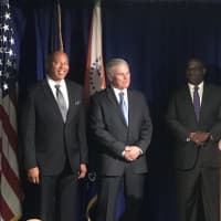 <p>From right to left, County Executive George Latimer and Deputy County Executive Ken Jenkins introduced two new appointees heading the Westchester County Police Department on Friday. Acting Public Safety Commissioner Marty McGlynn is on the far left.</p>