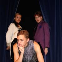 <p>Seen here in rehearsal for &#x27;Pippin&#x27; at Curtain Call&#x27;s Kweskin Theatre, are Patrick Agonito (center) as the title character and Kristen Muller (left) and Dante DiFederico as leading players.</p>