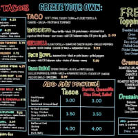 <p>The menu at Prime Taco, opening this weekend in Ridgefield.</p>
