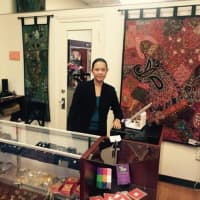 <p>Pelham resident Kris Sujica in the Larchmont store she runs with her husband.</p>