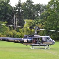 <p>A helicopter lands at East Ridge MIddle School as part of Ridgefield Safety Day</p>