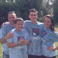 <p>From left: Gary Ragusa, Ryan Ragusa, 13, Gary Ragusa Jr., 16, and Janine Ragusa get some sun after an ALS ice bucket challenge in Gary&#x27;s honor this summer.</p>