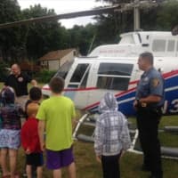 <p>Children from Sloatsburg Elementary School get a close-up look at Rockland County&#x27;s emergency services helicopter.</p>