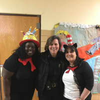 <p>Deputy Chief Susan Zecca, center, meets some of the Tracey School staff.</p>