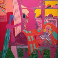 <p>This acrylic painting, entitled &quot;Rocking Chair,&quot; was created by Harriet Sobie Goldstein.</p>
