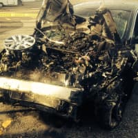 <p>The totaled vehicle.</p>