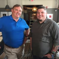 <p>Left to right: Les Barnes, Saltaire owner, and Chef Bobby Will pose prior to the restaurant&#x27;s 2015 opening.</p>