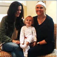 <p>North Salem native Samantha Benson, left, with Mary and Lisa Mayette.</p>