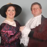 <p>Wendy Falconer of Stamford plays the aristocratic Lady Sangazure, opposite Sir Marmaduke Poindextre (Frank Sisson of Westport) in the Troupers Light Opera production of Gilbert and Sullivan’s &quot;The Sorcerer&quot; at the Norwalk Concert Hall.</p>
