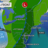 <p>A look at the storm system that will sweep through the region on Saturday, Oct. 16.</p>