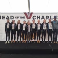 <p>Girls from the Saugatuck Rowing Club won the Women&#x27;s Youth 8+ race Sunday at the Head of the Charles in Boston for the third straight year. See story for IDs.</p>