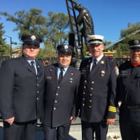 <p>Stamford firefighters at the IAFF memorial in Colorado Springs, Colo.</p>