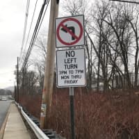 <p>A no-left-turn sign has been installed at the corner of Route 202 and Brook Street in Mahwah.</p>