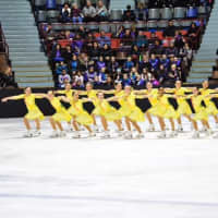 <p>The Skyliners Pre-Juvenile line takes the ice.</p>