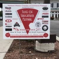 <p>Signs for the Slice of Saugatuck have been spotted across Westport and Weston for weeks. </p>