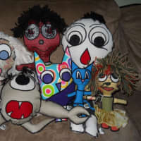 <p>An assortment of the unusual dolls and items that Nancy DelloMonaco makes with re-purposed fabrics.</p>