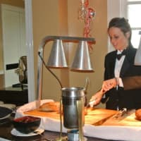 <p>The carving station at historic Stony Hill Inn in Hackensack.</p>