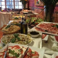 <p>The brunch spread is prettied up with fresh flowers at Stony Hill Inn in Hackensack.</p>