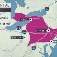 <p>Look for icy conditions in the areas shown here on Sunday, Dec. 1.</p>