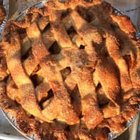 <p>Organic ginger cranberry pear pie at Red Barn Bakery in Irvington.</p>