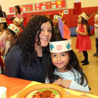 <p>Students and family members celebrate Thanksgiving on Monday at the John Paulding Elementary School in Tarrytown.</p>