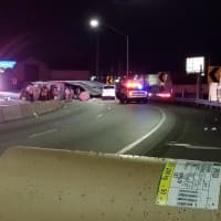 <p>The roll of plastic that rolled down the highway, about 1,000 feet from the scene of the crash.</p>