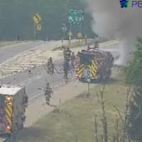 <p>Truck fire on Interstate 81 at exit 89 in Lebanon, Pennsylvania.</p>