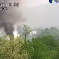 <p>Smoke from the truck fire.</p>
