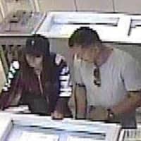 <p>Surveillance footage of two suspects in the theft of jewelry at the Westfield Trumbull Mall.</p>