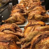 <p>Some of the turkeys cooked at The Water&#x27;s Edge at Giovannis in Darien for the First Congregational Church of Stamford. </p>