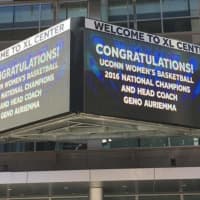 <p>The UConn parade made its way to the XL Center in Hartford, a second home court to the Huskies.</p>