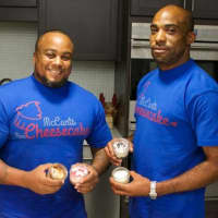 <p>Michael McCants, right, with Henry McCants IV, left, of McCants Mini Cheesecake.</p>