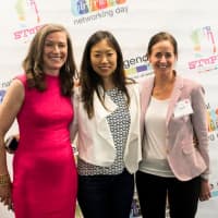 <p>New Agenda Co-Founder Amy Siskind, left, with Panelist/Film Producer Amy Shin, center, and New Agenda VP Karen Gerringer at National Girlfriends Networking Day,</p>