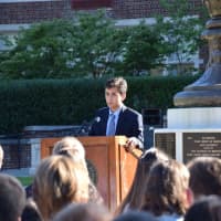 <p>Students reflected on the Sept. 11 terrorist attacks at the ceremony.</p>