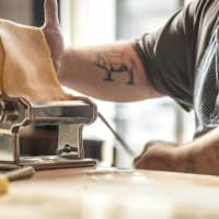 <p>Making pasta at Bar Sugo in Norwalk. The chef grinds his own flour.</p>
