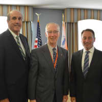 <p>Deputy County Executive Kevin Plunkett, Iona Prep President Brother Thomas R. Leto, and Rob Astorino met before the program held for Iona Prep’s Baseball Team, congratulating them as 2016 City Champions.</p>